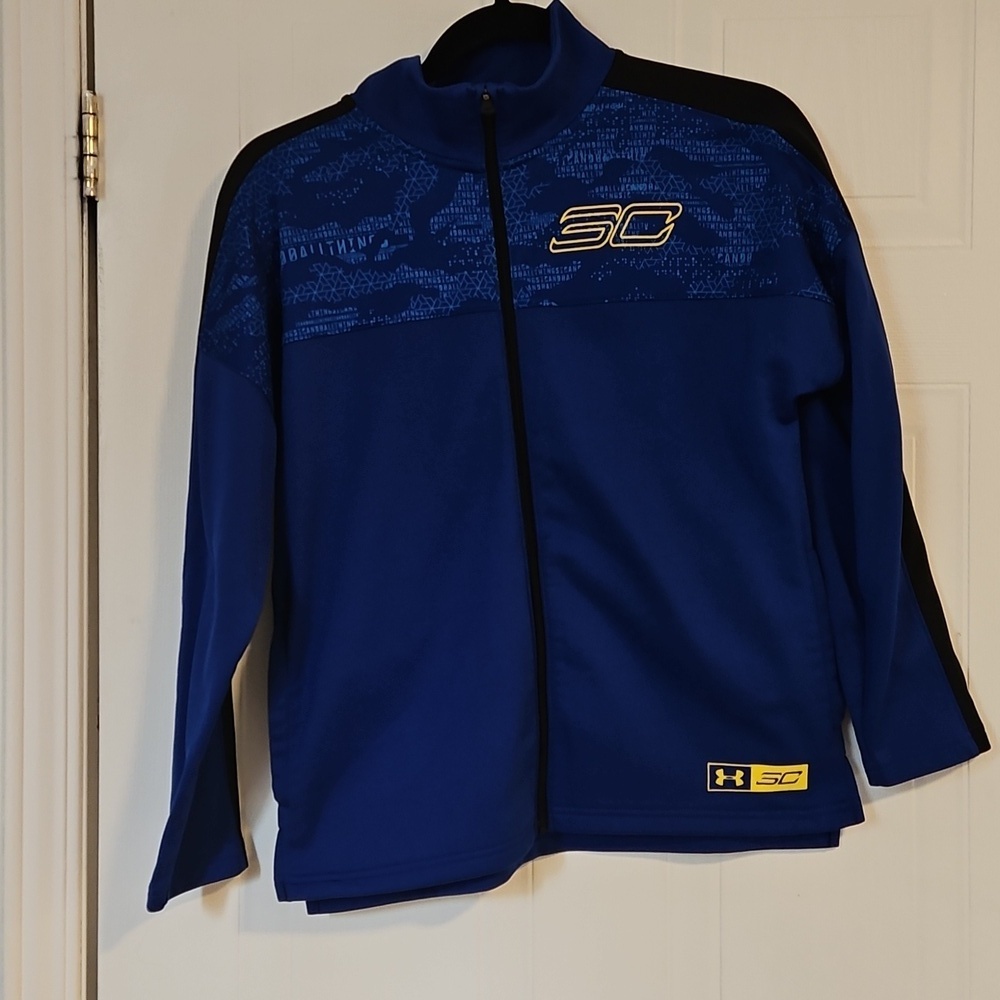 Under Armour Sweater Boys Large Blue Zip Up Jacket Sweatshirt fleece